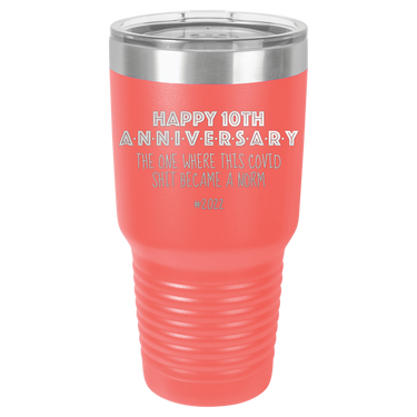 Happy 10th Anniversary Print Romantic Tumbler